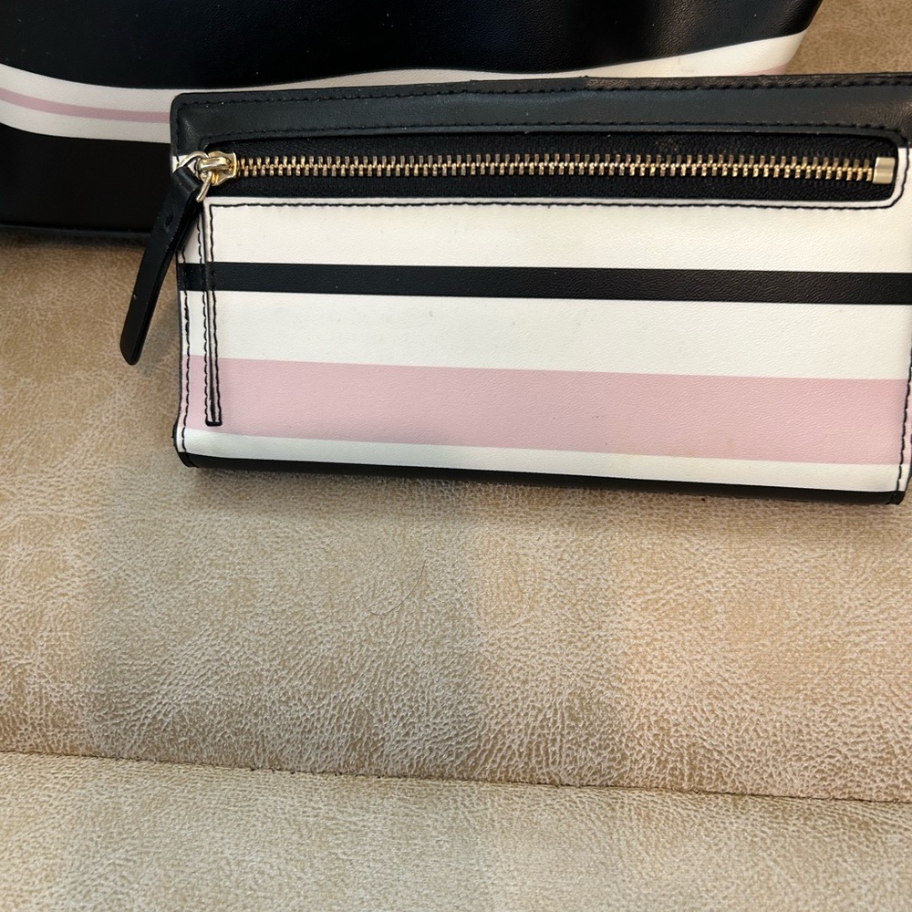 Black and Pink Striped Wallet